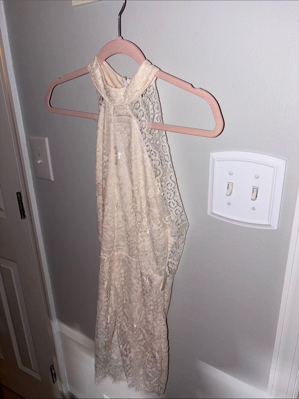 Cream Lace Halter Romper